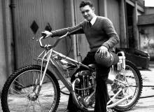 Man with Custom Motorcycle Chopper